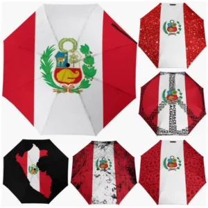 Peru Fully Automatic Folding Umbrella Custom National Themed Flag Design