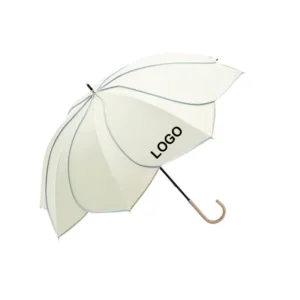 Petal Design Long-Handle Straight Umbrella with Manual Folding Control