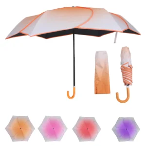 Petal Gradient Folding Umbrella Lightweight Portable All-Weather UV-Resistant 90cm Open Diameter Alloy Ribs for Women