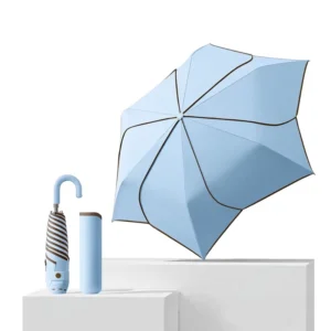 Petal Shape 6-Rib Manual Umbrella Small Curved Handle Business Style Collision Cloth Promotional Gift Sun Rain Dual Use UV Adult