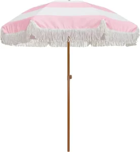 Pink Beach Umbrella Pole Insertion Umbrella With Sand Anchor Pattern