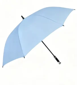 Plain Light Blue Waterproof Golf Umbrella Fiberglass Shaft Large Canopy Wind Resistant Long Handle for Golf Camping