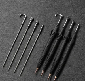 Plastic-Handle Walking Cane Stick Umbrella Manual-Open Straight Umbrella