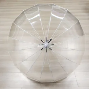 Plum Blossom-Shaped Large POE Transparent Windproof 16-Rib Edge-Binding Straight-Handle Travel Umbrella