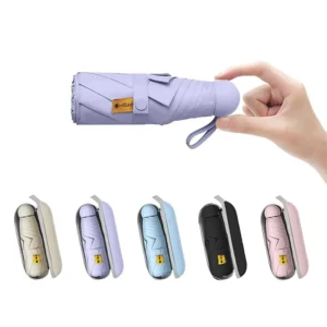 Pocket Umbrella Promotional Advertising Branded Mini Anti UV 5 Folding Manual Lightweight Waterproof Custom Logo
