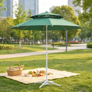 Polyester UV-Blocking Sun Umbrella 150cm Radius Fiberglass Ribs for Garden Beach Hotel Courtyard