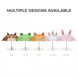 Pongee Plastic Handle Straight Parasol Cartoon Umbrella for Kids
