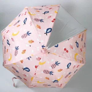 Pongee Straight Kids Umbrella J Handle Transparent Sunshade Rain Manual Folding Cartoon Children’s