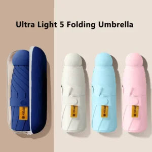 Popular Mini 5 Folding Umbrella Women Sun Shade Uv Umbrella Promotional Capsule Pocket Customized Umbrella with logo Print