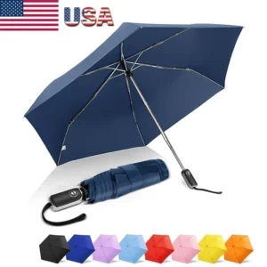 Portable 21 Inch Women’s 210T Pongee Automatic Open Flat Handle Custom Print Small Mini Travel Compact 3-Folding Umbrella