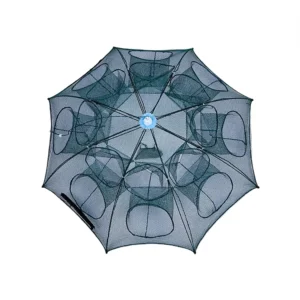 Portable 3+7 Entry Umbrella-Shaped Folding Fishing Net for River and Lake Fishing, Prawn, Crab and Shrimp