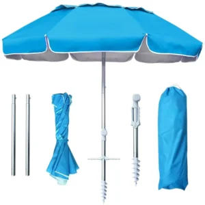 Portable Beach Chair Umbrella with Clamp, Windproof UV Protection Sun Shade for Camping and Fishing