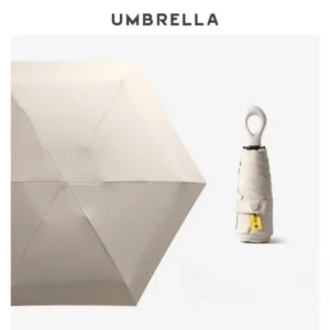 Portable Classic 5-Fold Manual Umbrella with Reinforced Fiberglass Ribs, Small Size, UV50+ Sun/Rain Proof, Custom Logo