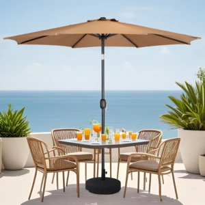 Portable Colorful Stripes Outdoor Pagoda Picnic Table Tray Parasol Rainbow Beach Umbrella