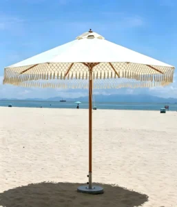 Portable Combo Pavilion Umbrella with Wood and Metal Frame, Waterproof, for Outdoor Cafe Beach Patio
