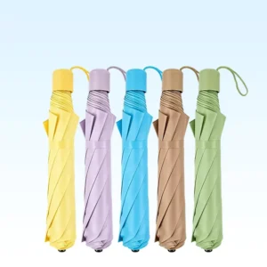 Portable Custom Logo Dual Folding Umbrella Pongee Fabric Umbrella For Camping Use
