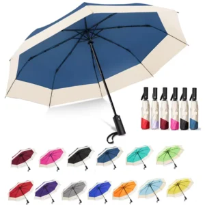 Portable Foldable 105cm Diameter 190T Pongee Fabric Auto-Fold Sun and Rain Umbrella with Logo Print for Adults