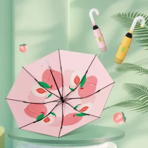 Portable Foldable Sun Shade Umbrella Humanized Hook Handhold Reinforced Wind Enduring Ribs Dense Black Lining Fabric