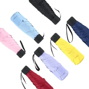 Portable Folded Small Adult Women’s Modern Manual 5 Folding Outdoor Sunblock UV Mini Pocket Pongee Travel Umbrella