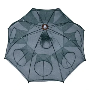 Portable Folding Shrimp Pot Fishing Nets, Double 2mm-4mm, Hot-Dip Galvanized Umbrella Fishing Set, Nylon PP PE