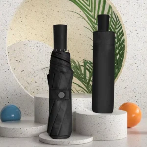 Portable Folding Umbrella with Wind and Water-Repellent Performance, Square Comfort-Grip Handle