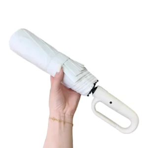 Portable Inverted Reverse Folding Umbrella with Carabiner Handle, 10 Ribs, Windproof