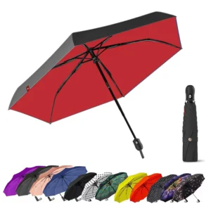 Portable Lightweight Foldable Three Fold Double Layer Strong Automatic Umbrella UV Protection for Sunny Rainy Days Customization