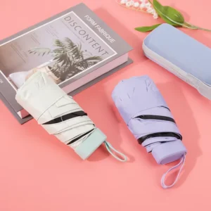Portable Manual Polyester 6-Rib Glass Fiber Ribs Windproof Anti-UV All-in-One Sun Rain Foldable Mini Pocket American Umbrella