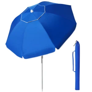 Portable Outdoor Beach Parasol Polyester Beach Umbrella with UV Protection