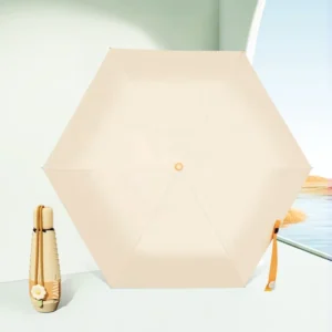 Portable Roll-and-Fold Handheld Parasol with Floral Print and Black UV Coating