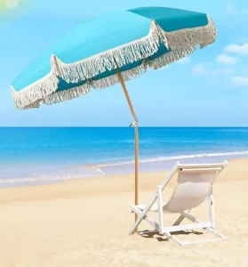 Portable Tassel Fringe Garden Picnic Beach Umbrella UV50+ Sun Shade Canopy Boho Parasol