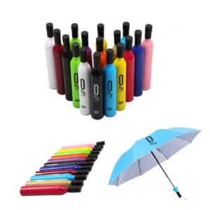 Portable Three-Folding Manual Wine Bottle Umbrella Silver UV Waterproof