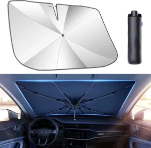 Portable Titanium Silver Coating Car Umbrella Wind Sun Shade Front Window Windscreen