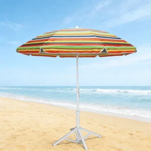 Portable UPF50+ 3.25ft Aluminum Square Beach Park Umbrella with Wood Base and 360° Protection