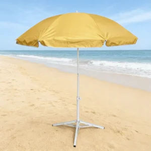 Portable UPF50+ 3.25ft Aluminum Square Beach Umbrella with Wood Base for Outdoor Furniture