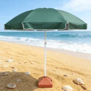 Portable UPF50+ Aluminum 3.25ft Square Beach Umbrella with Wood Base Classic Design