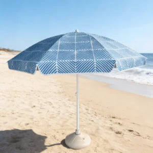 Portable UPF50+ Aluminum 3.25ft Square Beach Umbrella with Wood Base Silk Screen Printed