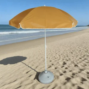 Portable UPF50+ Aluminum Beach Umbrella with Wood Base, Square Classic Design, 3.25ft