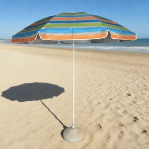Portable UPF50+ Aluminum Beach Umbrella with Wood Base, Square Classic Design, 3.25ft, Embossed or Silk Screen