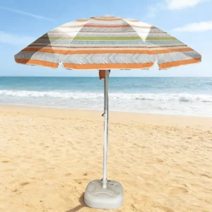Portable UPF50+ Aluminum Umbrella with Wood Base for Outdoor Use