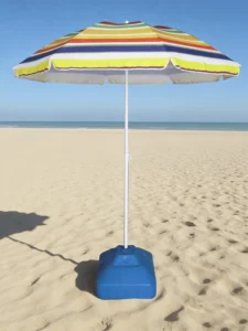 Portable UPF50+ Square Beach Umbrella with Aluminum and Wood Base 3.25ft for Courtyard