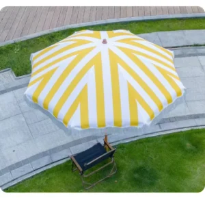 Portable UV Protection Striped Fringe Sunshade Beach Umbrella with Tassels