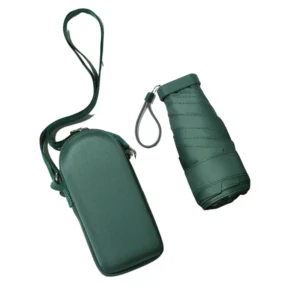Portable Ultra Light Mini Umbrella Compact 6 Fold Flat Card Bag Manual Control Sun Rain Dual Purpose Country Style for Adults
