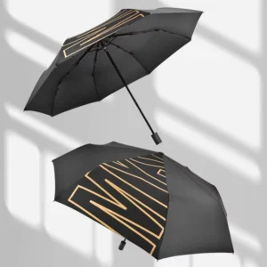 Portable Waterproof Manual-Open UV-Protection Aluminum-Shaft Sun and Rain Three-Fold Umbrella with Custom Logo