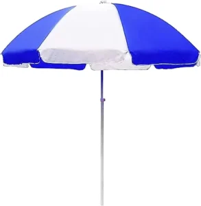 Portable Wind-Sand Heavy-Windproof Blue and White Beach Umbrella