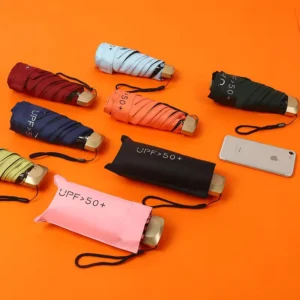 Portable Women’s Gifts 5 Fold Mini Pocket Umbrella UV Protection Small Umbrella With Logo