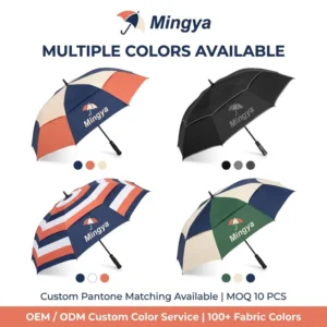 Premium Double Layer 130cm 55mph Storm Proof 8 Ribs Fiberglass Frame Custom Branding Any Handle For Golf Events Golf Umbrella