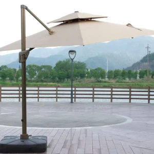 Premium Foldable Windproof Patio Umbrella High-Weave Waterproof Fabric UPF 50+ Base Outdoor Hotel Garden Courtyard