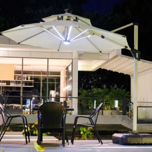 Premium High Quality Fashionable Customize Roman Cantilever Umbrella Solar LED Lights Waterproof Outdoor Furniture Windproof