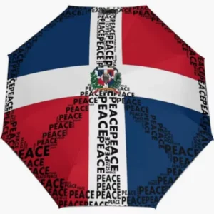 Pretty Outline Dominican Republic Rainproof Sunproof Umbrella National Flag Emblem Pattern Print Fully Automatic Umbrella